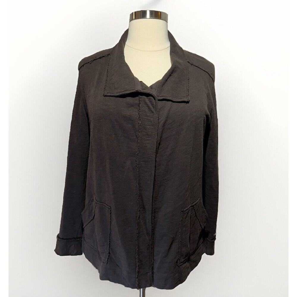Eddie Bauer Women’s 2XL Brown Open Front Cardigan with Pockets 100% Cotton